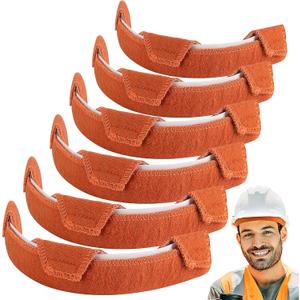 6 Pcs Hard Hat Sweatband- Cotton Washable Hard Hat Self Adhesive Sweat Band Liner- Reusable Hard Hat Helmet Sweat Pads for Hard Hat Accessories