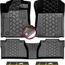 2014-2021 Toyota Tundra Double Cab/Crew Max Cab Floor Mats, All-Weather 3D Custom Fit Car Floor Liners for 1st & 2nd Rows, Anti-Slip Rubber Mats w/Detachable Weather Strips, Odorless & Easy to Clean