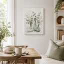 Botanical Canvas Wall Art Framed Eucalyptus Glass Vase Painting Print Posters Wrapped Canvas Wall Decor Neutral Plant Artwork for Bedroom Living Room Bathroom Kitchen Office Nursery Gift 16x24 Inches