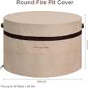 Round Fire Pit Cover 36 inch Heavy Duty Waterproof Patio Gas Fire Pit Table Covers with Air Vent Dustproof Beige 24 inch High