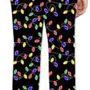 Soophiea Mens Christmas Halloween Pajama Pants Sleep Bottoms Pj Pants with Pockets (Black)