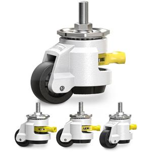 HOLKIE Leveling Stem Casters Set of 4 Heavy Duty Retractable Caster Wheels, 1/2" and M12 Stem Size, Total Capacity 2200 Lbs, Adjustable Wheel with Ratchet Handle for Workbench, Machine, Equipment