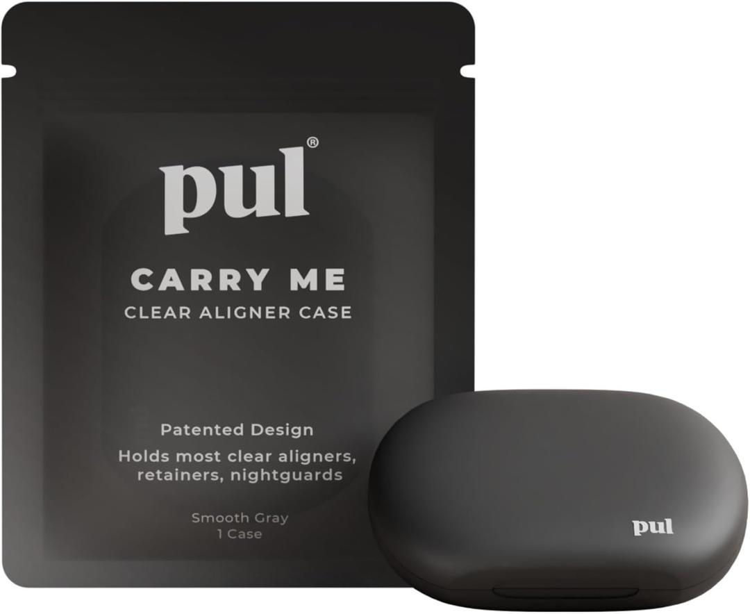 PUL Clear Aligner & Retainer Case  for Invisalign, Partial Dentures, Mouth & Night Guards, PUL Removal Tool, Dental Removables  Plastic Holder w/Secure Magnet Closure, Sleek & Slim Design  Gray