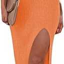 Cutiefox Women's Knit 2 Piece Dress Cami Crop Top High Side Slit Bodycon Long Skirt Set