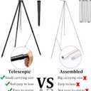 Camping Tripod for Cooking Five-Section Adjustable Campfire Tripod with Adjustable Suspension Chain Suitable for Camping, Campfire,Dutch Oven,Outdoor BBQ (Black)