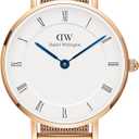 Daniel Wellington Roman Numerals Watch - 316L Stainless Steel Case, Leather or Stainless Steel Strap, Blue Hands, Analog Watch for Women