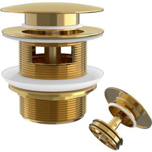 Free Standing Tub Drain Stand Alone Bathtub Drain with Removable Anti-Clogging Catcher Upgraded Pop Up Freestanding Tub Drain Watertight Stopper Polished Gold