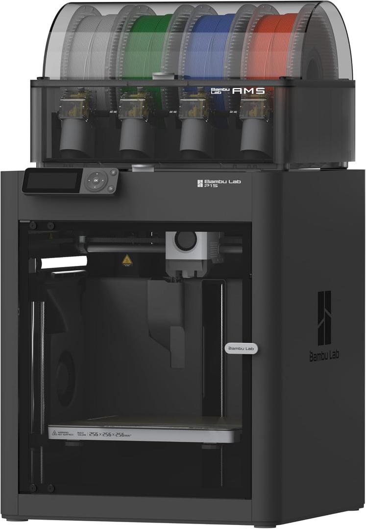 Bambu Lab P1S Combo, P1S 3D Printer and AMS, Support Up to 16 Colors/Multi Materials, 500mm/s Fast Printing & High Precision, CoreXY & Auto Bed Leveling