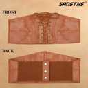 SANSTHS Wide Elastic Lace-up Tied Waspie Belt for DressesCorset Waist Belt for Women Halloween Costume (Brown, XL)