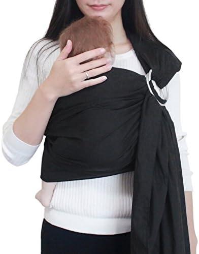 Vlokup Ring Sling Baby Carrier, Soft Cotton Baby Sling Carrier Newborn to Toddler, Baby Wrap Carrier for Plus Size Parents, Perfect Shower Gift, Black