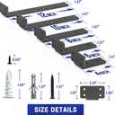Goovilla Shelf Bracket, Heavy Duty Floating Shelf Brackets 10 inch Long, 4 Pack Brackets for Shelves, Black Coated Metal Wall Shelf Support Brackets with 1/5 Inch Thick and 160 lb. Load Capacity