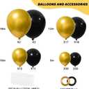 RUBFAC Black and Gold Balloons 129pcs Different Sizes Pack of 18 12 10 5 Inch, Latex Balloon Garland Arch Kit for Party Graduation Wedding Holiday Happy Birthday Decoration