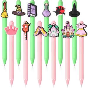 3 x 12 Pieces Halloween Witch Party Favors Witch Hat and Crown Ballpoint Pen Colorful Witch Retractable Gel Ink Pen for Office Home Halloween Favos Goody Bag Filler Rewards Supplies