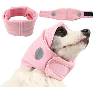 Dog Calming Hoodie, Reducing Noise Wrap, Dog Ear Muffs Noise Protection (L-Head Circle(17.7"~23.6"), Pink)