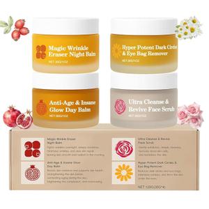 SKROSS Froya Mature Skin Care System, 4-in-1 Anti-Aging Face Balm with Pomegranate & Rosehip - Intense Anti-Wrinkle & Moisturizing Treatment for Smooth, Radiant Skin