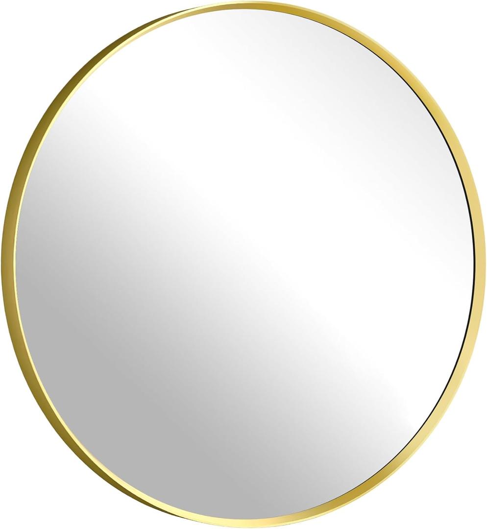 Gold Circle Wall Mirror 18 inch, Brushed Gold Round Bathroom Mirror for Vanity,Living Room,Entryway,Hallway,Home Decor Gold Circle Wall Mirror 18 inch, Brushed Gold Round Bathroom Mirror for Vanity,Living Room,Entryway,Hallway,Home Decor