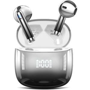 Wireless Earbuds, Bluetooth Headphones 48H Playtime Ear Buds with LED Power Display, IPX7 Waterproof Bluetooth 5.4 Earphones in-Ear Earbuds with 4 Mic for Android iOS Cell Phone Laptop, Black