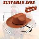 Funtery 12 Pack Kids Cowboy Hat, Felt Western Rodeo Hat Bulk for Boy Girl, Wild West Theme Party Costume Dress up Accessories(Brown), Small