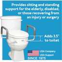 Carex 3.5 Inch Raised Toilet Seat with Arms, Elongated Toilet Seat Riser, 300 lbs Capacity, Elevating and Raising Seat for Elderly and Handicap, Universal, Slip-Resistant with Padded Handles, White