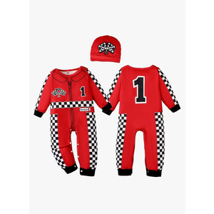 Happidoo Baby Boy 1st Birthday Outfit One Year Old Birthday Clothes Boy Race Car Driver Romper (Red-short,12-18 Months) Size 12-18 Month