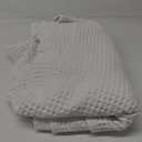 PHF Ultra Soft Waffle Weave Throw Blanket 50"x 60"- Washed Lightweight Breathablee Cozy Woven Blanket - Great for Couch Bed Sofa Home Car - Navy White