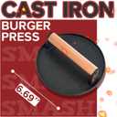 Grilliance Smash Burger Press Kit, 3 in 1 Hamburger Press Patty Maker, Dark Black Cast Iron Burger Press, Cleaning Pad Set for Grill, Griddle, Flat top, Kitchen, Cooking