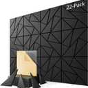 22-Pack Acoustic Panels,12"x12"x0.4" Soundproof Wall Panels, Peel & Stick Sound Proof Foam Panels for Walls, Geometric Noise Reduction Panels for Home Office,Studio (Black)