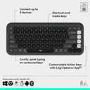 Logitech POP ICON Keys Wireless Bluetooth Keyboard, Comfortable Typing, Programmable Keys, Easy-Switch Between up to 3 Devices, for Laptop, Tablet, PC Graphite and White
