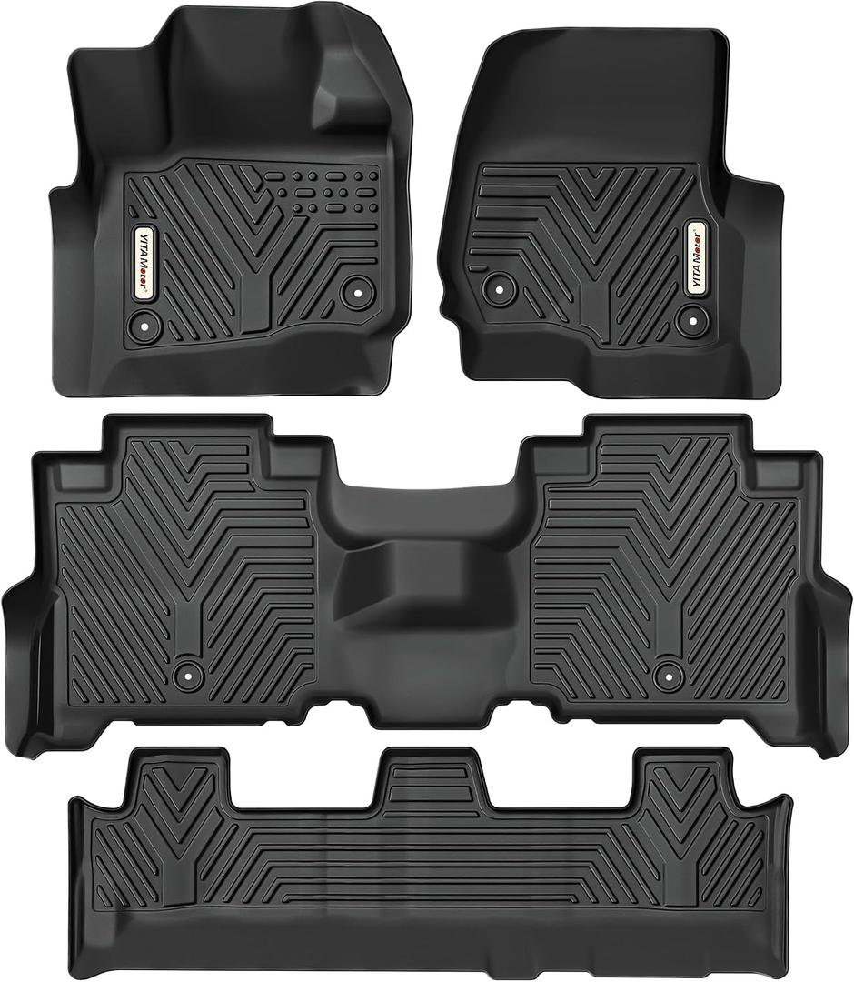 YITAMOTOR Floor Mats Fit for 2018-2025 Ford Expedition/Expedition Max (Only for 8 Passenger) with 2nd Row Bench Seat, All-Weather Custom Front 1st & 2nd 3rd Black Floor Liner Set