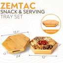 Snack and Serving Tray Set 13" Divided Bamboo Appetizer Platter for Dry Fruit, Nuts, Cheese and Charcuterie (Bamboo, 13"x11")