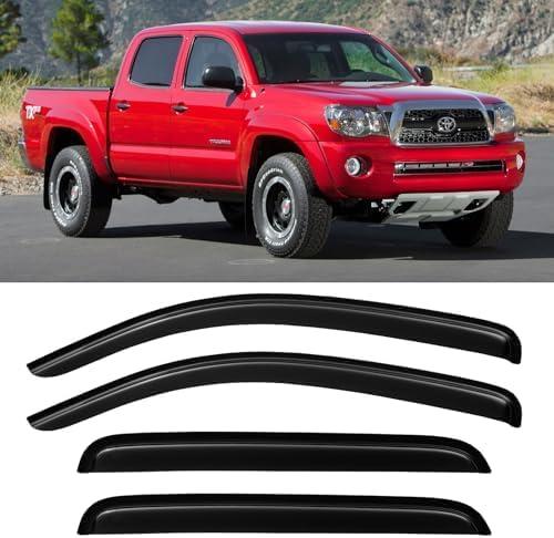 Window Rain Guards Visors for 2005-2015 Toyota Tacoma Double Cab, Out-Channel Window Vent Wind Shades Deflectors Shield for 05-15 Tacoma 4 Full-Size Cab