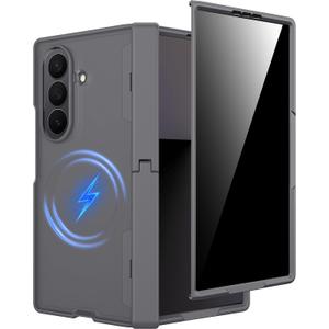 Miimall Magnet Case for Samsung Galaxy Z Fold 7, Built in Kickstand [Privacy Screen Protector] [Magnetic Hinge Protection] Military Grade&Wireless Charging Cover for Galaxy Z Fold 7 2025, Grey