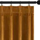 MIULEE Velvet Pinch Pleated Blackout Curtains 84 inches Long, Gold Brown Pleat Design Thermal Insulated Luxury Window Drapes for Living Room Bedroom with Hooks, Set of 2