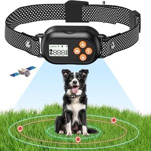 GPS Dog Collar Fence System – Wireless Electric Dog Fence with Adjustable Warning Modes, Rechargeable & Waterproof Receiver, Radius 25-999 Yards, Ideal for Outdoor Use