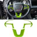 Steering Wheel Cover Trim Interior Accessories Decoration Kit for 2015-2024 Dodge Challenger Charger, for 2014-2024 Dodge Durango & Jeep Grand Cherokee SRT8 (Green 3PCS)