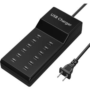 USB C Charging Station, 60W 12-Port USB C Charger, USB C Charger Multiple Devices, USB C Plug Desktop Charger Hub, USB C Wall Charger for iPhone 15/14/13/12, USB Powe Adapter for Samsung S24/S23/S22