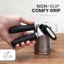 Zulay Kitchen Heavy Duty Stainless Steel Can Opener Manual with Bottle Opener - Rust Proof Manual Can Opener With Turn Knob & Comfy Soft Grip Handles - Black