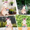 Solar Garden Easter Bunny Statues for Outside Decor Yard Decorations for Patio Balcony Backyard Lawn Ornaments Retirement Gift for Women Grandma Mom Gardening Gifts