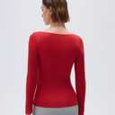 SUUKSESS Cloud Cashmere Women Lace Scoop Neck Tops Basic Long Sleeve Knit Shirts (Red, M)