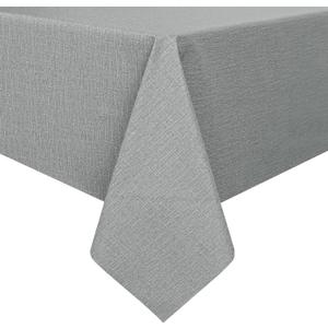Romanstile 100% Waterproof PVC Tablecloth, Rectangle Oil Spill Proof Stain Resistant Vinyl Table Cloth, Wipe Clean Plastic Table Covers for Kitchen/Dining/Parties - 60 x 102 Inch, Light Grey
