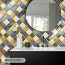 DEWOO Colorful Peel and Stick Backsplash Tiles Kitchen Bathroom Square Self Adhesive Wall Tile Checkerboard Checkered Stickers,Multicolor (10-Sheet, 12"12")