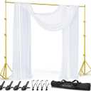 HYJ-INC 10x10Ft Photography Backdrop Stand - Titanium Gold, Adjustable Backdrop Stand for Parties, Photo Back Drop Stand, Background Support Stand with Carry Bag,Clamp.