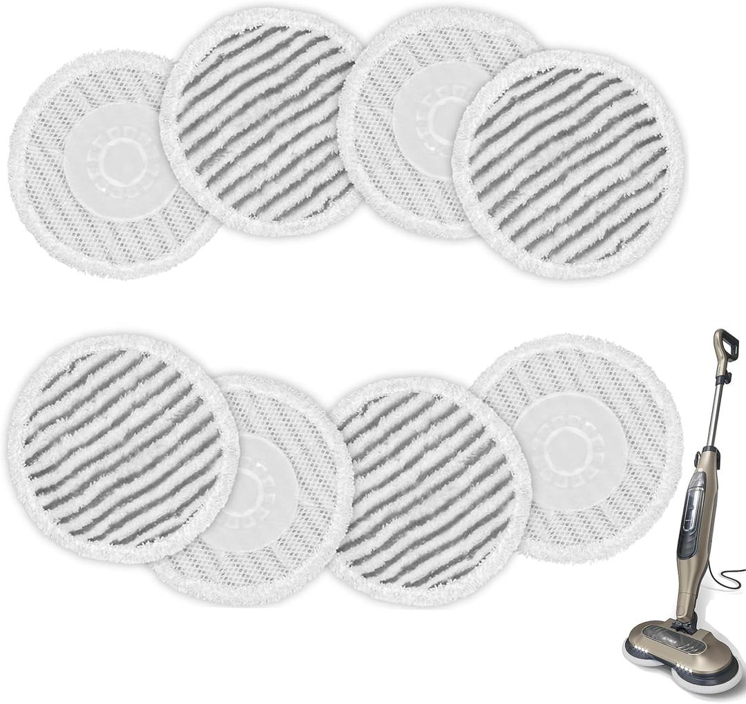 AIR U+ 8 Pack Replacement Steam Mop Pads for Shark S8201 S8001 S7001 S7201 S7000AMZ S7000 S7005 S7020 S7001C Steam Mop, Steam & Scrub AllinOne Scrubbing and Sanitizing, Dirt Grip Scrub Washable Pad