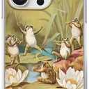 Frog Concert Case for iPhone 16 pro,Cute Frog Musician Set Pattern for Boys Girls,Trendy Cool Soft TPU Bumper Cover for iPhone 16 pro