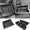 2PCS Center Console Organizer Compatible with 2019-2025 Chevy Silverado/GMC Sierra 1500 & 2020-2025 Silverado/Sierra 2500HD 3500HD Truck Accessories (Split-Bench Folding Seat) Dual-Layer Storage Tray