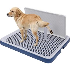 Indoor Dog Potty Tray with High Wall, 19.3 x 24.8 in Mesh Training Toilet for Puppy and Small Dogs, Deep Base Pee Pad Holder with Splash Guard, Non-Slip Bottom, Easy-Clean, House Training Use