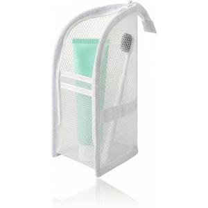 Standing Toiletry Bag, Portable Lightweight Travel Toiletry Bag, Mesh Large Capacity Cosmetic Waterproof Bag,Foldable Clear Hanging Travel Toiletry Bag Cosmetic Organiser Storage(White)