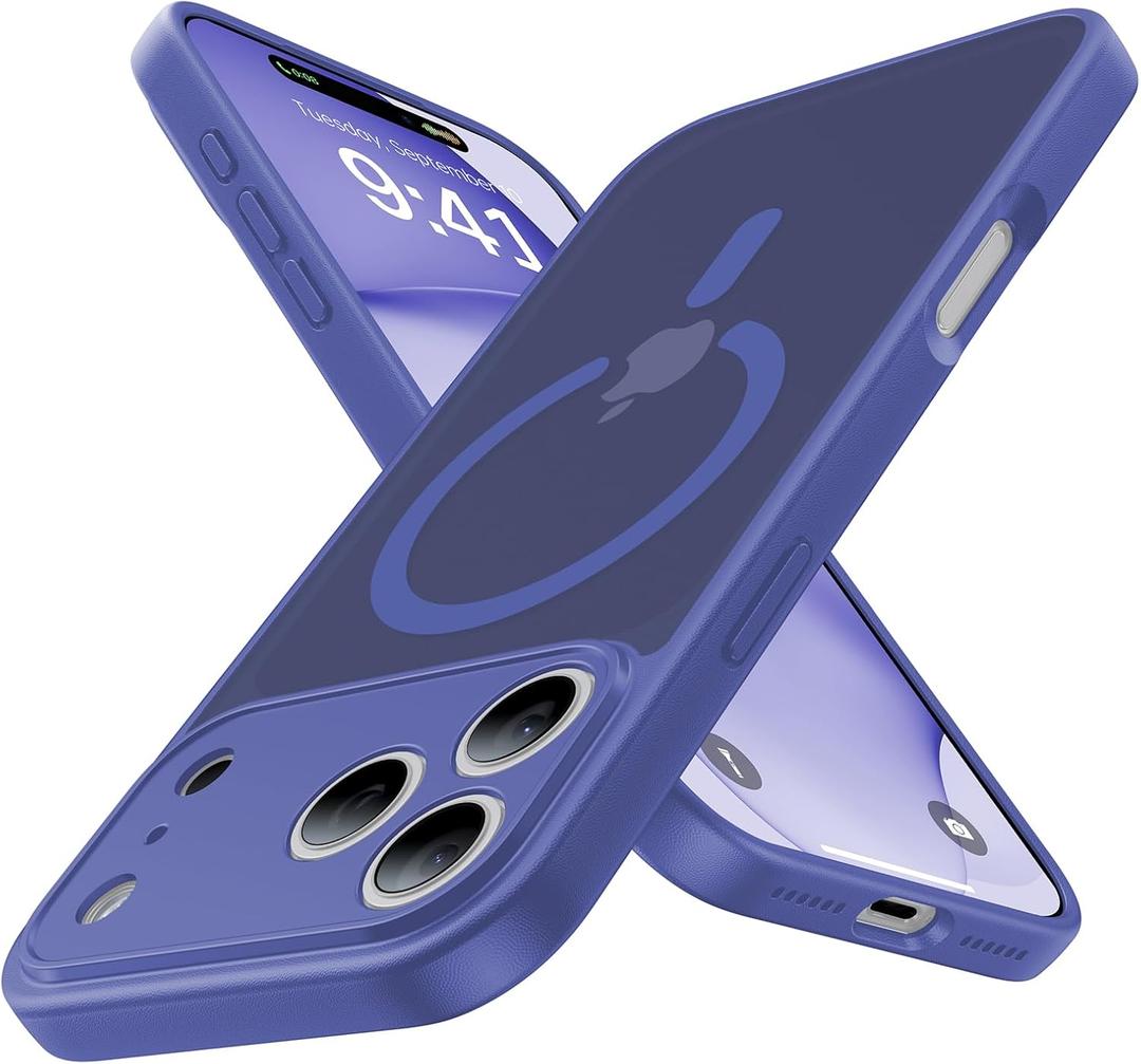 Magnetic Shockproof for iPhone 17 Pro Case,Upgraded[Camera Protection][Compatible with Magsafe][Non-Slip][Mil-Grade Protection] Slim Translucent Matte Phone Case for iPhone 17 Pro,Cobalt Blue