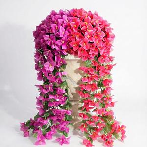 ATTGREAT Artificial Bougainvillea Flowers for Outdoor Faux Plants UV Resistant Fake Hanging Plants Realistic Silk Flowers for Porch Planter Garden Outside Decoration, 2PCS, Purple Red Rose Red
