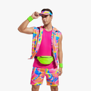 80s Men Workout Costume Halloween Cosplay Couples Outfits 80s 90s Workout Costume Outfit Set for Adult Men (Large)